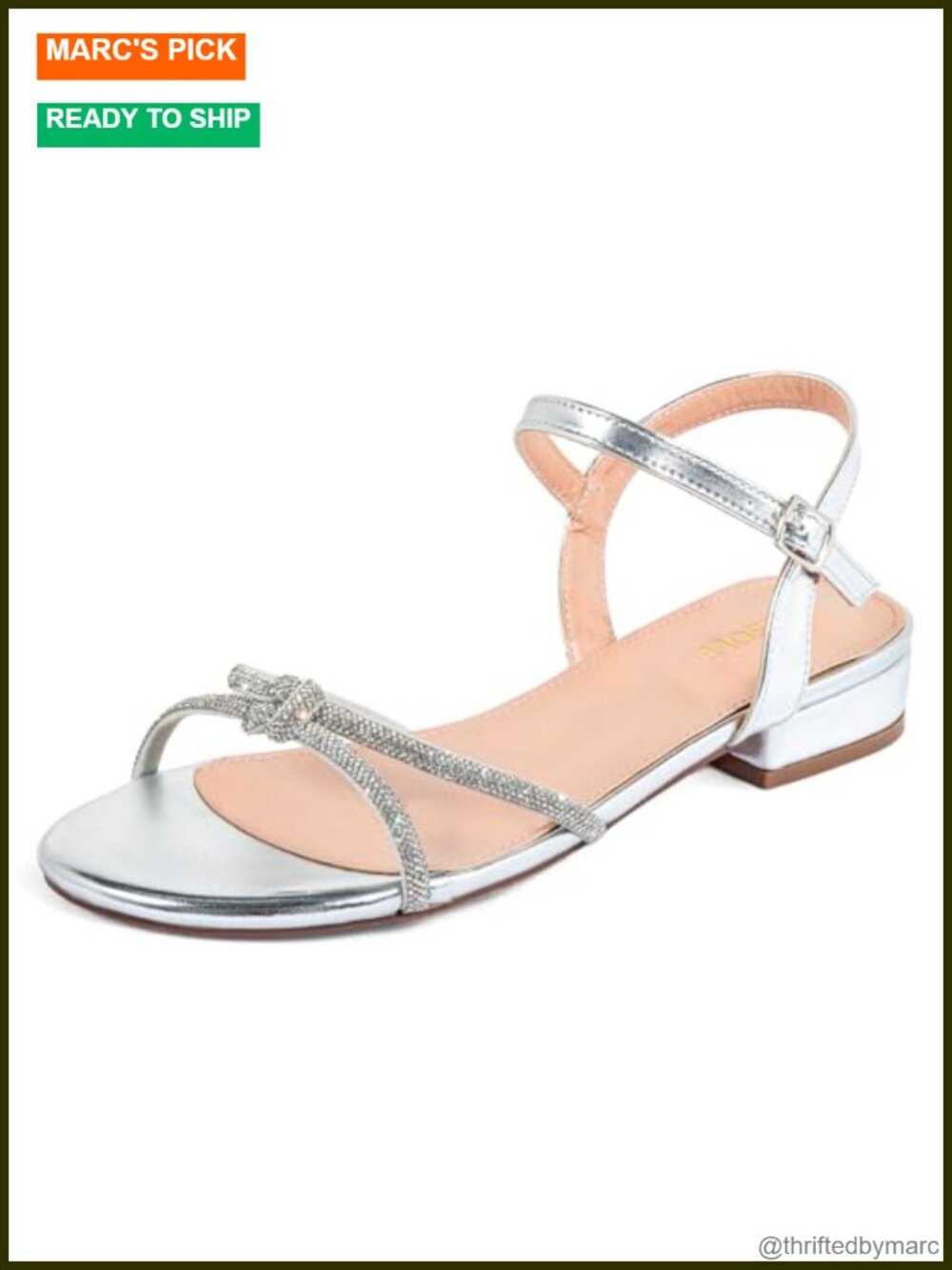 Wide Width Rhinestone Low Block Heel Sandals Slingback Dress Shoes